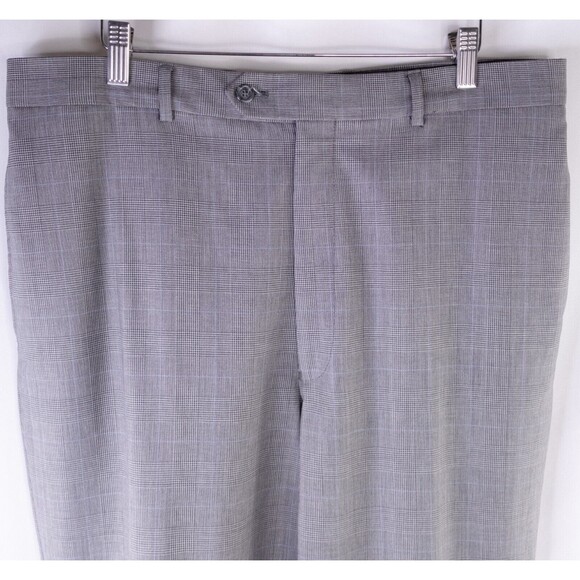 Jos. A. Bank 2-Pcs WOOL Gray Plaid Two Button Jacket Blazer Sz 42L Pants 36X30 - Picture 15 of 16